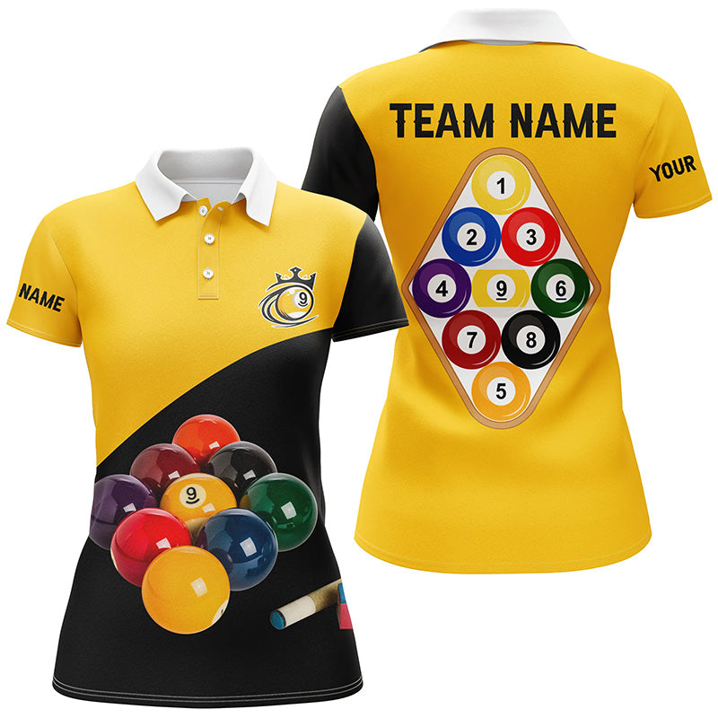 Personalized 9 Ball Pool Billiards Polo Shirts For Women Custom 3D Billiard Balls Jerseys Shirts TDM0650