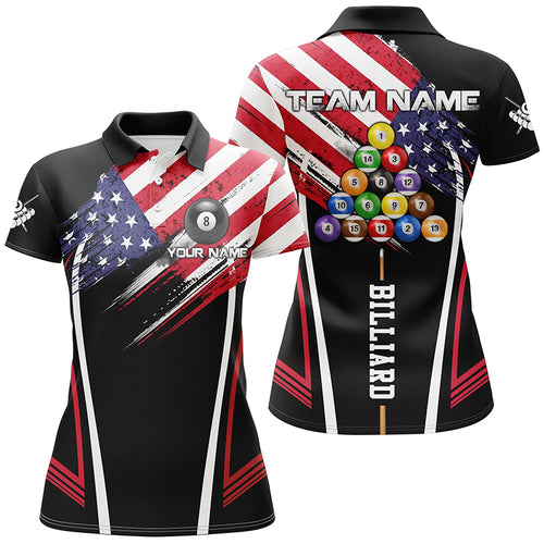 Personalized American Billiard Jerseys Women Polo Shirts Custom Patriotic Billiard US Flag Shirts TDM1164
