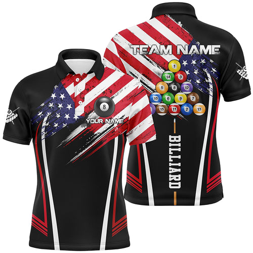 Personalized American Billiard Jerseys Men Polo Shirts Custom Patriotic Billiard US Flag Shirts TDM1164