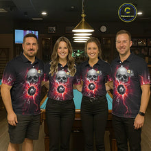 Load image into Gallery viewer, Red 8 Ball &amp; 9 Ball Skull Billiard Shirt For Women Custom Glass Break Pool Team Jersey Polo, 1/4 Zip TDM5973