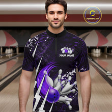 Load image into Gallery viewer, Personalized Skull Bowling Jersey For Men Custom Bowling Team Shirt Polo &amp; Quarter Zip | Purple TDM6207