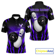Load image into Gallery viewer, Funny Bowling Ball Custom Black And Purple Men’s Bowling Shirt, Bowling Team Jersey Polo &amp; 1/4 Zip TDM6212