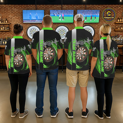 Personalized Green Swirl Heartbeat Darts Shirt For Women Custom Darts Jersey Team Polo & 1/4 Zip TDM6214