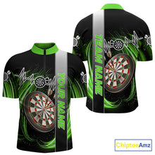 Load image into Gallery viewer, Personalized Green Swirl Heartbeat Darts Shirt For Men Custom Darts Jersey Team Polo &amp; 1/4 Zip TDM6214