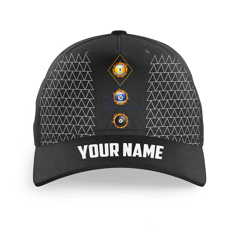 Personalized 8 Ball 9 Ball & 10 Ball Billiard Hats For Pool Player, Top Hats Billiard Baseball Cap TDM2121