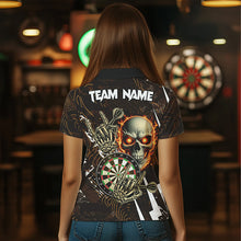 Load image into Gallery viewer, Personalized 3D Skull Darts Polo &amp; 1/4 Zip Shirts For Women Custom Cool Darts League Team Jerseys TDM2391