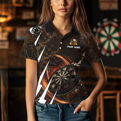 Personalized 3D Skull Darts Polo & 1/4 Zip Shirts For Women Custom Cool Darts League Team Jerseys TDM2391