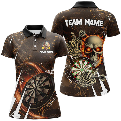 Personalized 3D Skull Darts Polo & 1/4 Zip Shirts For Women Custom Cool Darts League Team Jerseys TDM2391