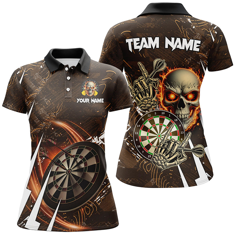 Personalized 3D Skull Darts Polo & 1/4 Zip Shirts For Women Custom Cool Darts League Team Jerseys TDM2391