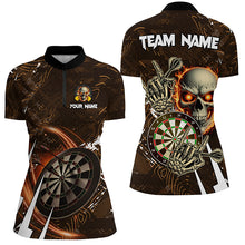 Load image into Gallery viewer, Personalized 3D Skull Darts Polo &amp; 1/4 Zip Shirts For Women Custom Cool Darts League Team Jerseys TDM2391