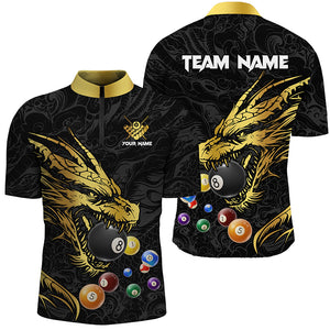 Personalized Yellow Black Dragon Billiard Balls Pool Shirts For Men, Billiard League Team Jerseys TDM2631