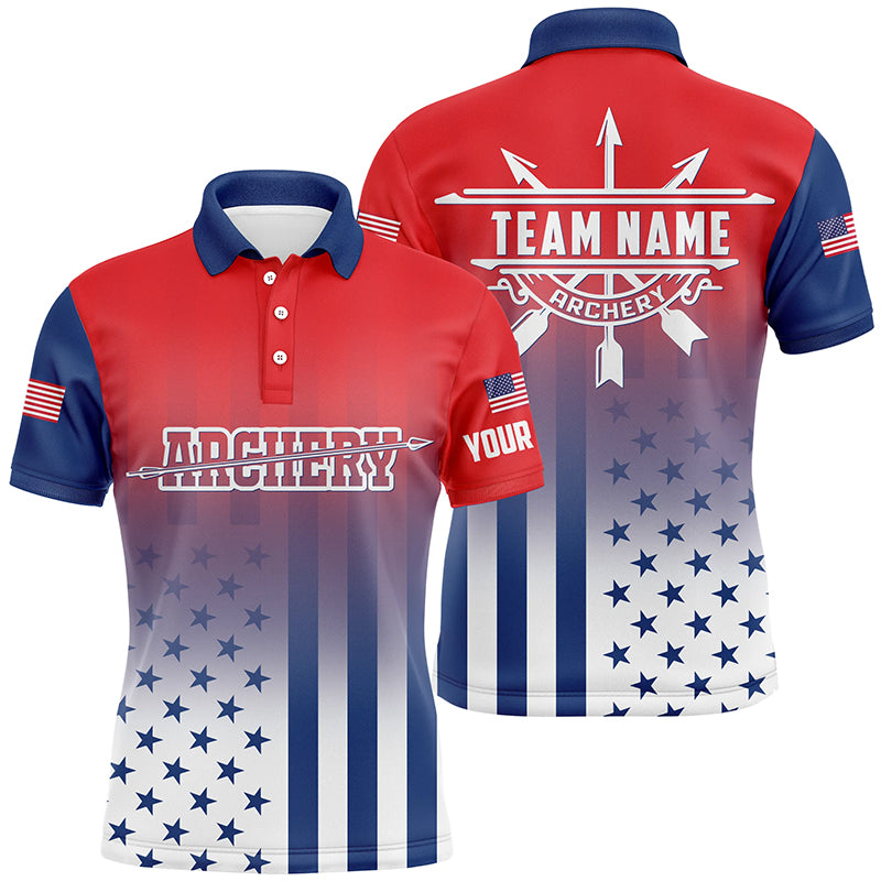 Personalized Name US Archery Patriotic Polo Shirts For Men Custom Archery Jersey Shirts For Team TDM0457