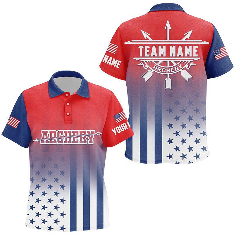 Personalized Name US Archery Patriotic Polo Shirts For Kid Custom Archery Jersey Shirts For Team TDM0457