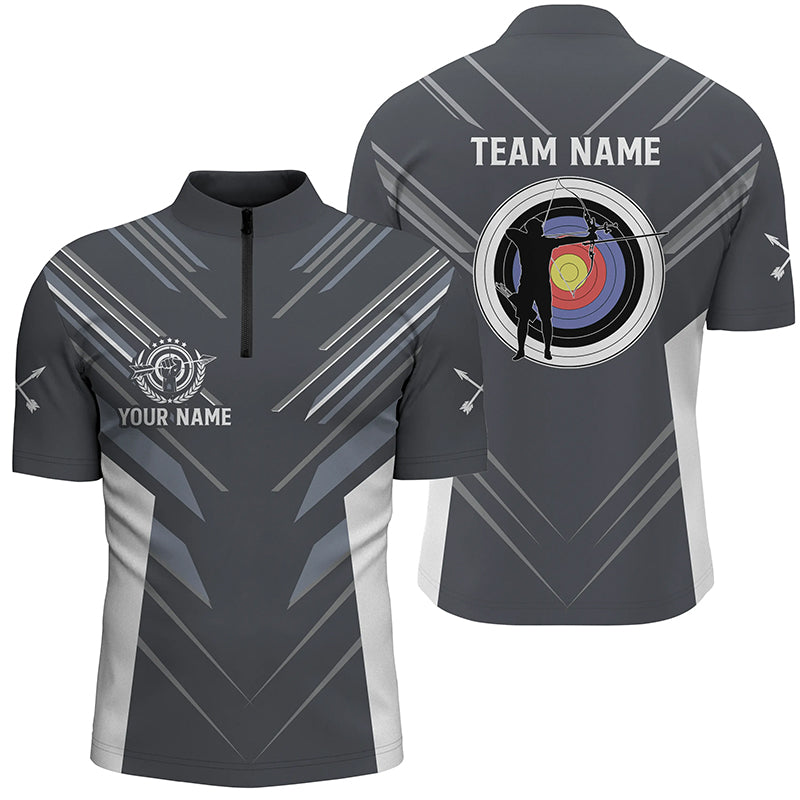 Custom Grey Archery Jerseys Quarter-Zip Shirts For Men Best Archery Jersey Design Shirts TDM0659
