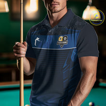Load image into Gallery viewer, Blue Funny Cat 8 Ball &amp; 9 Ball Billiard Shirt For Men Custom Pool Team Jersey Polo &amp; 1/4 Zip TDM6445