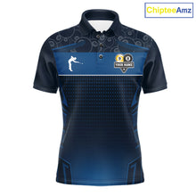 Load image into Gallery viewer, Blue Funny Cat 8 Ball &amp; 9 Ball Billiard Shirt For Men Custom Pool Team Jersey Polo &amp; 1/4 Zip TDM6445