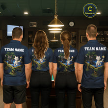 Load image into Gallery viewer, Blue Funny Cat 8 Ball &amp; 9 Ball Billiard Shirt For Men Custom Pool Team Jersey Polo &amp; 1/4 Zip TDM6445