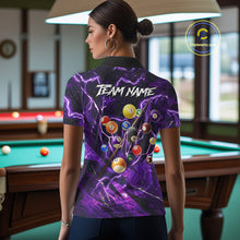 Load image into Gallery viewer, Purple Thunder Lightning Pool Balls Billiard Shirt For Women Custom Billiard Jersey Polo &amp; 1/4 Zip TDM6452