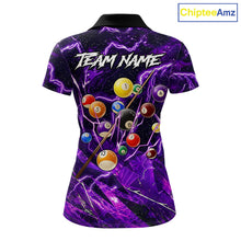 Load image into Gallery viewer, Purple Thunder Lightning Pool Balls Billiard Shirt For Women Custom Billiard Jersey Polo &amp; 1/4 Zip TDM6452