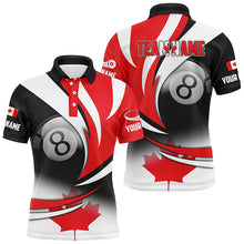 Load image into Gallery viewer, Personalized 8 Ball Pool Canada Flag Version Billiard Shirts For Men, Patriotic Billiard Jerseys TDM2137