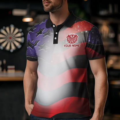 Personalized American Flag Eagle Darts Shirts For Men Custom Pride Patriotic Dart Jerseys |Black TDM2885