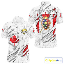 Load image into Gallery viewer, 9 Ball Pool Canada Flag White Grunge Custom Men&#39;s Billiard Shirt, Patriotic Pool Team Shirts TDM5139