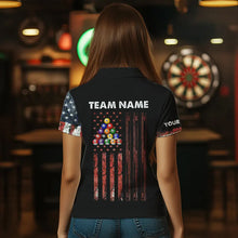 Load image into Gallery viewer, Retro Grunge American Flag 8 Ball Pool Billiard Shirt For Women Custom Patriotic Billiard Team Jersey TDM3349