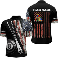 Load image into Gallery viewer, Retro Grunge American Flag 8 Ball Pool Billiard Shirt For Men Custom Patriotic Billiard Team Jersey TDM3349