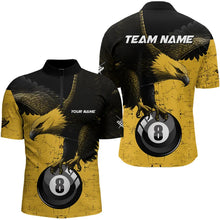 Load image into Gallery viewer, Personalized Yellow Black Eagle 8 Ball Pool Billiard Shirts For Men Custom Cool Billiard Jerseys TDM3358