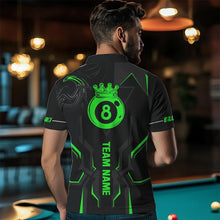 Load image into Gallery viewer, Customized 8 Ball Pool Crown Men Billiard Shirts, Green And Black Billiard Team Shirts Pool Jersey TDM3664