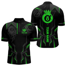 Load image into Gallery viewer, Customized 8 Ball Pool Crown Men Billiard Shirts, Green And Black Billiard Team Shirts Pool Jersey TDM3664