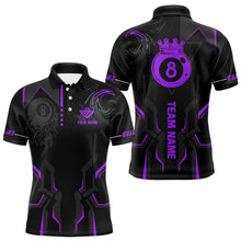 Load image into Gallery viewer, Customized 8 Ball Pool Crown Men Billiard Shirts, Purple And Black Billiard Team Shirts Pool Jersey TDM3665