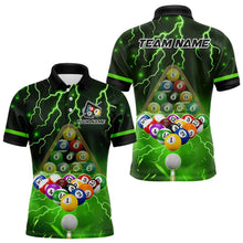 Load image into Gallery viewer, Thunder Lightning Storm Custom 3D Billiard Shirts For Men, Billiard Balls Team Jerseys |Green TDM3816