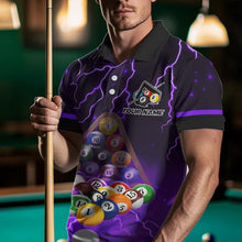 Load image into Gallery viewer, Thunder Lightning Storm Custom 3D Billiard Shirts For Men, Billiard Balls Team Jerseys |Purple TDM3817