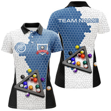 Load image into Gallery viewer, Personalized Billiards Balls Women Billiard Shirts, Custom Team Name Billiard Pool Shirts |Blue TDM1553