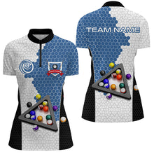 Load image into Gallery viewer, Personalized Billiards Balls Women Billiard Shirts, Custom Team Name Billiard Pool Shirts |Blue TDM1553