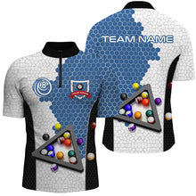 Load image into Gallery viewer, Personalized Billiards Balls Men Billiard Shirts, Custom Team Name Billiard Pool Shirts |Blue TDM1553