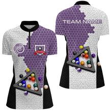 Load image into Gallery viewer, Personalized Billiards Balls Women Billiard Shirts, Custom Team Name Billiard Pool Shirts |Purple TDM1555