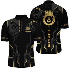 Load image into Gallery viewer, Customized 8 Ball Pool Crown Men Billiard Shirts, Gold And Black Billiard Team Shirts, Pool Jerseys TDM2645