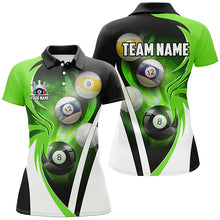 Load image into Gallery viewer, Personalized Billiard Tournament Shirts For Women Custom Team Name Billiard Balls Pool Jerseys |Green TDM2889