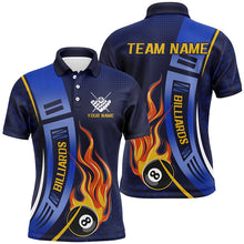 Load image into Gallery viewer, Blue 8 Ball Flame Fire Men Billiard Shirts Custom Billiard League Pool Jerseys For Team Pooler TDM2896