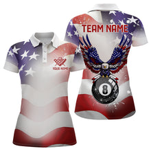 Load image into Gallery viewer, Glowing American Flag Eagle 8 Ball Pool Billiard Shirts For Women Custom Patriotic Billiard Jerseys TDM3359