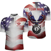 Load image into Gallery viewer, Glowing American Flag Eagle 8 Ball Pool Billiard Shirts For Men Custom Patriotic Billiard Jerseys TDM3359