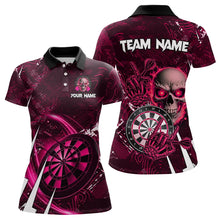 Load image into Gallery viewer, Personalized Pink 3D Skull Darts Polo &amp; 1/4 Zip Shirts For Women Custom Cool Darts League Team Jersey TDM3366