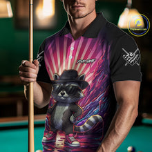 Load image into Gallery viewer, Funny Raccoon 8 Ball Billiard Shirt For Men Custom Pink Graffiti Pool Jersey Team Polo &amp; 1/4 Zip TDM5998