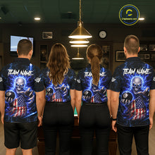 Load image into Gallery viewer, Blue Lightning 8 Ball US Flag Skull Billiard Shirt For Women Custom Pool Team Jersey Polo &amp; 1/4 Zip TDM6230
