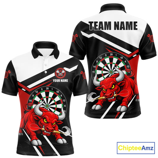 Personalized Bull Darts Jersey For Men Custom Darts Team Shirt Polo & Quarter Zip | Red TDM6236