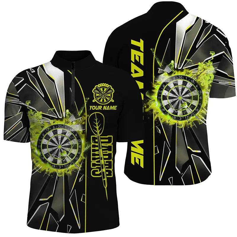 Personalized Yellow Break Glass 3D Darts Shirts For Men Custom Dart League Shirts Best Darts Jersey TDM2152