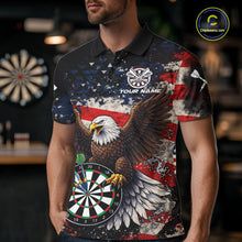 Load image into Gallery viewer, Grunge American Flag Eagle Darts Shirt For Men Custom Patriotic Darts Team Jersey Polo &amp; 1/4 Zip TDM6002