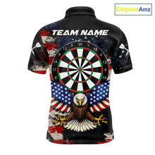 Load image into Gallery viewer, Grunge American Flag Eagle Darts Shirt For Men Custom Patriotic Darts Team Jersey Polo &amp; 1/4 Zip TDM6002